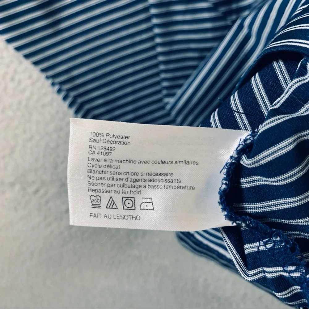 Greg Norman Golf Polo Shirt Men's Short Sleeve‎ Striped Navy White Size L